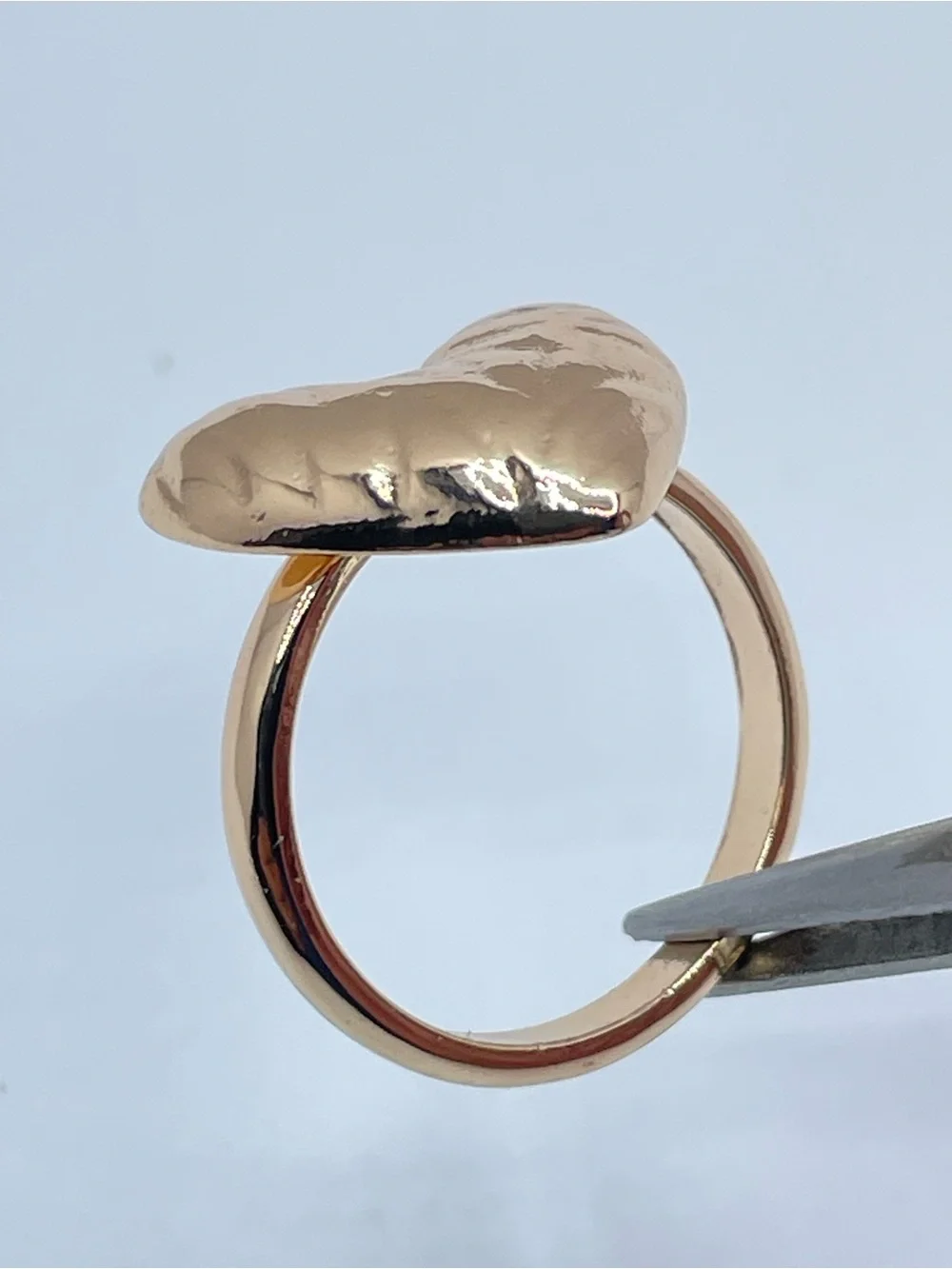Gold Tone Puffy Heart Ring Bold Statement Love Romantic